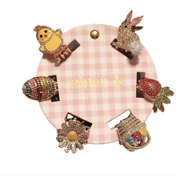 🐇🔹️Piper K 🔹️Easter Themed Metal Hair Claw Mini Clips Set Of 6 - Picture 4 of 5